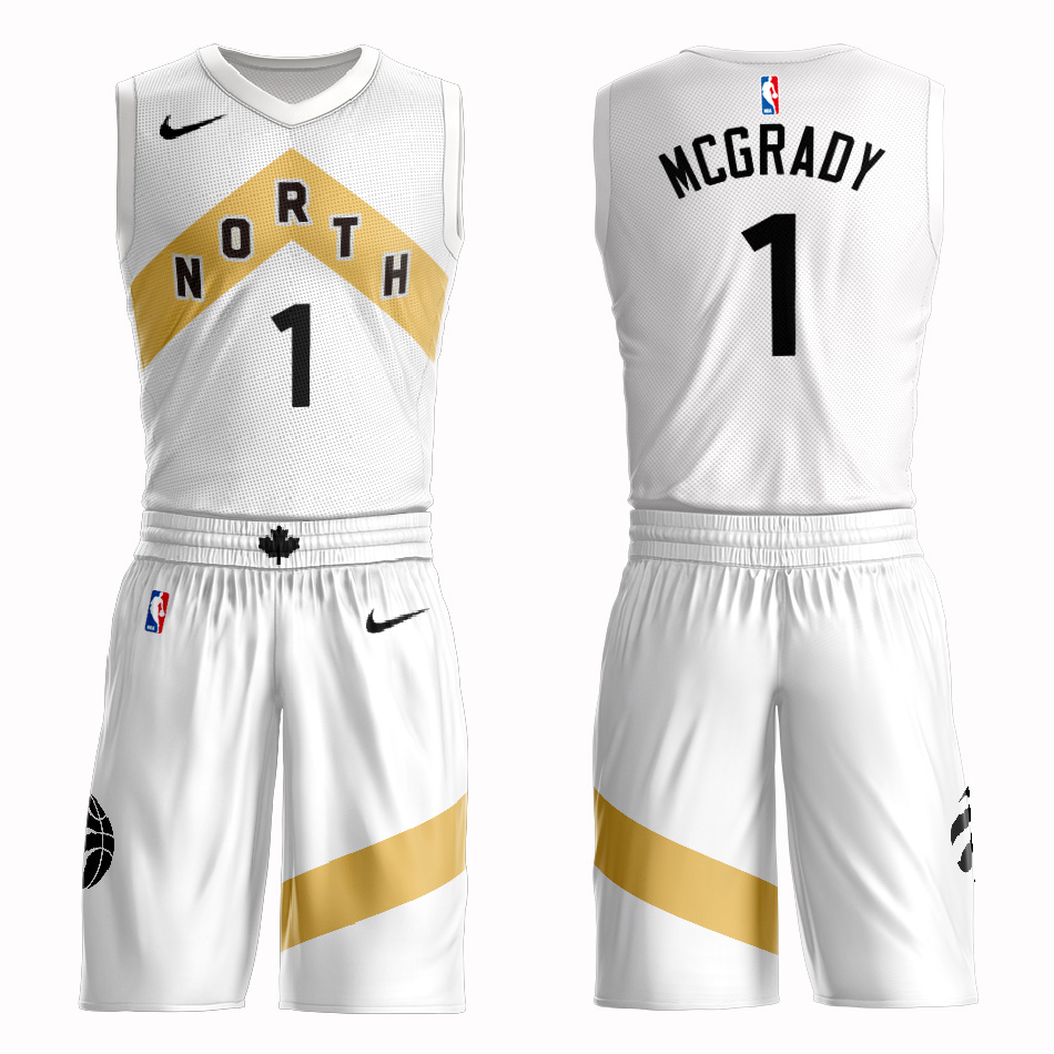 Customized 2019 Men Toronto Raptors 1 Mcgrady white NBA Nike jersey
